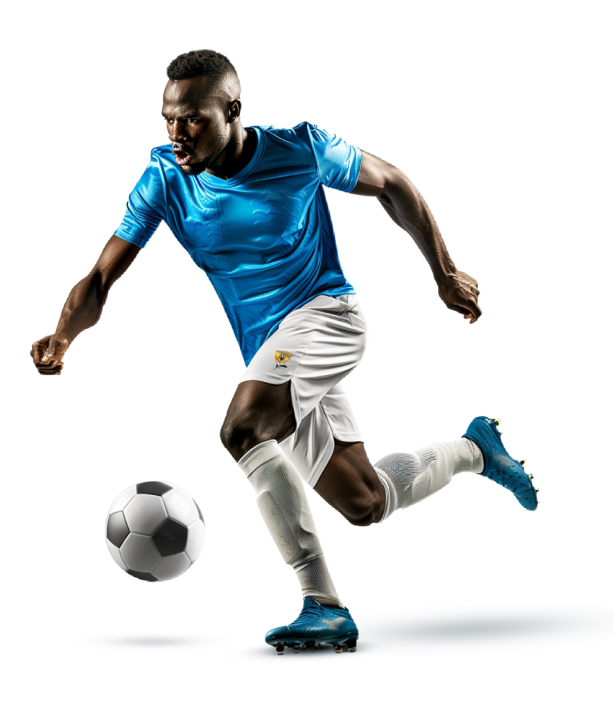 Jogador de futebol em acao